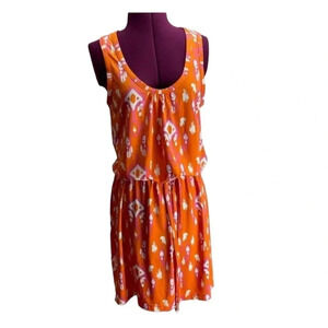 NWT Mudpie Tangerine Ikat Sleeveless Dress Sz L